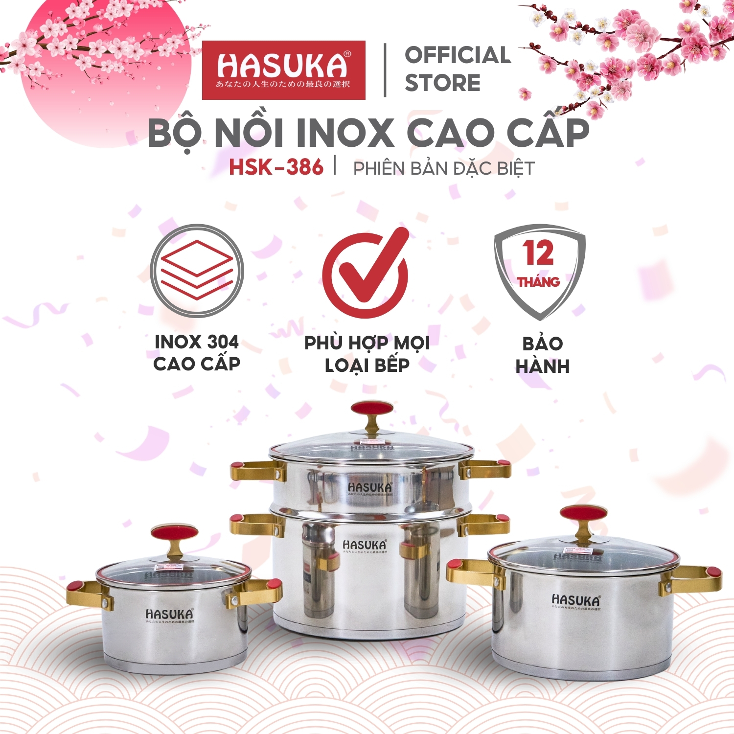 BỘ NỒI INOX HASUKA HSK-386